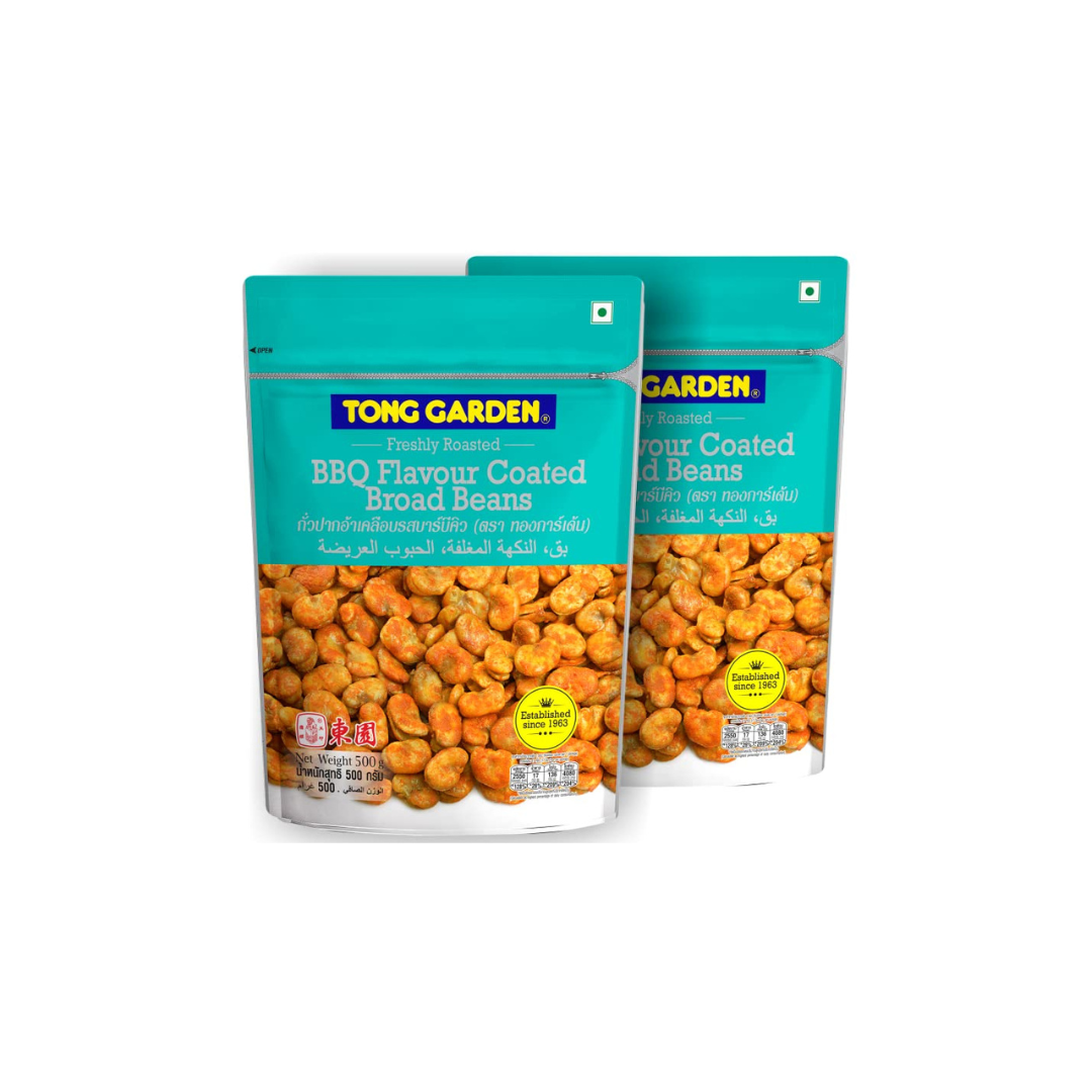 Tong Garden BBQ Flavour Coated Broad Beans 500gm (Pack of 2)