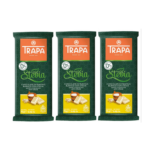 Trapa Blanco con Stevia White Chocolate Bar 75g (Pack of 3)