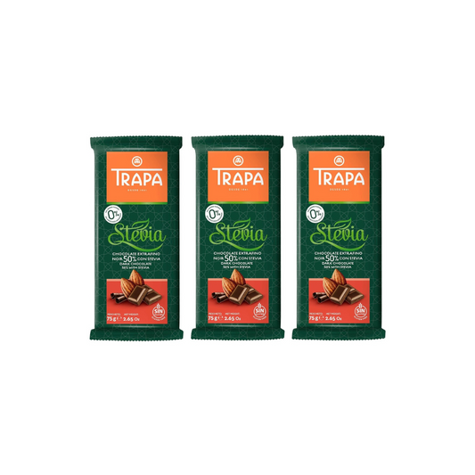 Trapa Stevia Bar Chocolate Dark 50% 75gm (Pack Of 3)