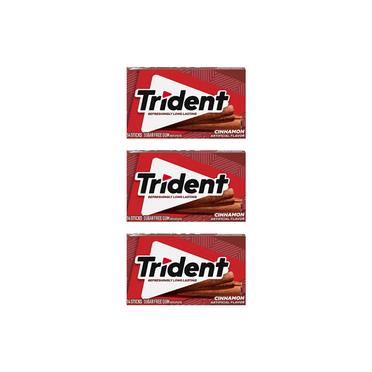 Trident Cinnamon Sugar Free Gum 14 sticks 26g (Pack of 3)