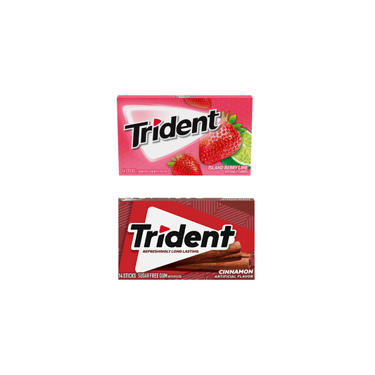 Trident Cinnamon Sugar Free Gum 14 sticks 26g + Trident Island Berry Lime Sugar free Gum 14sticks (Combo Pack)