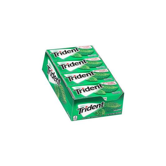 Trident Sugar Free Chewing Gum Spear mint 14 Sticks 26g 12 Pack