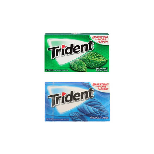 Trident Sugar Free Chewing Gum Spearmint, 14 Sticks, 26g + Trident Sugarfree Original Flavoured, 14 Sticks 26g (Combo Pack)