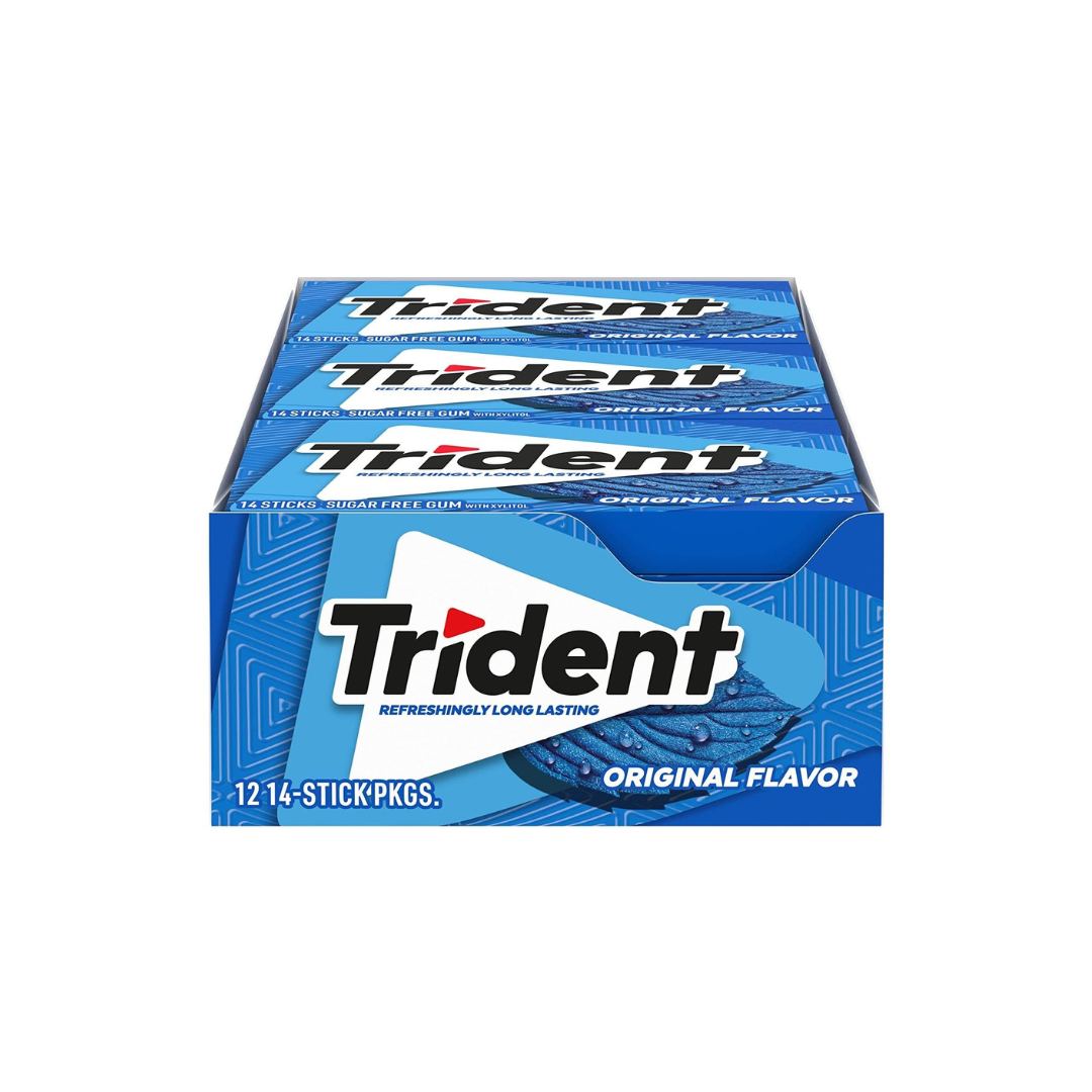 Trident Sugar free Original Flavored, 14 Sticks 26g Full Box 