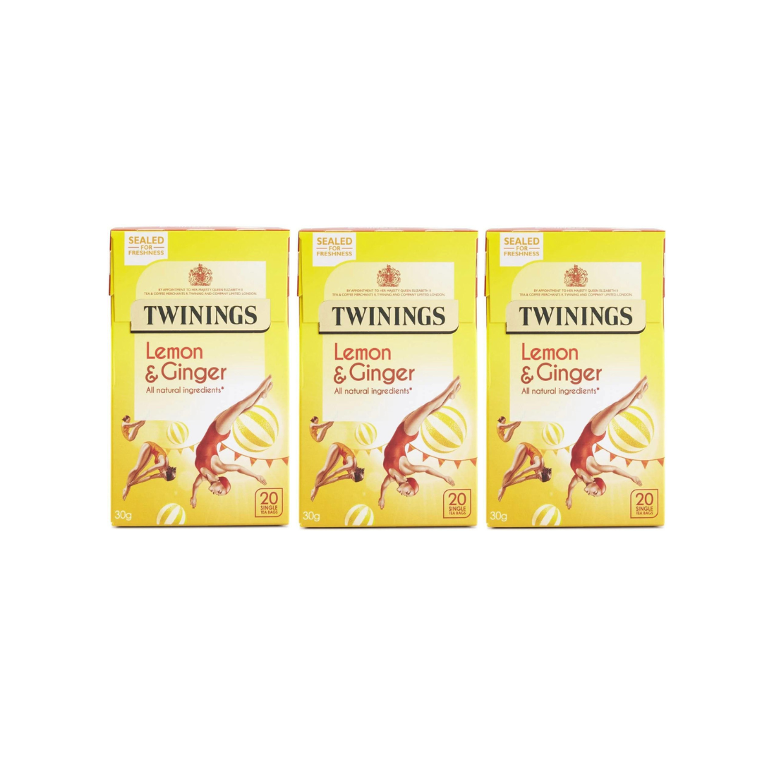 Twinings Lemon and Ginger Tea 20 Teabags- Pack of 3