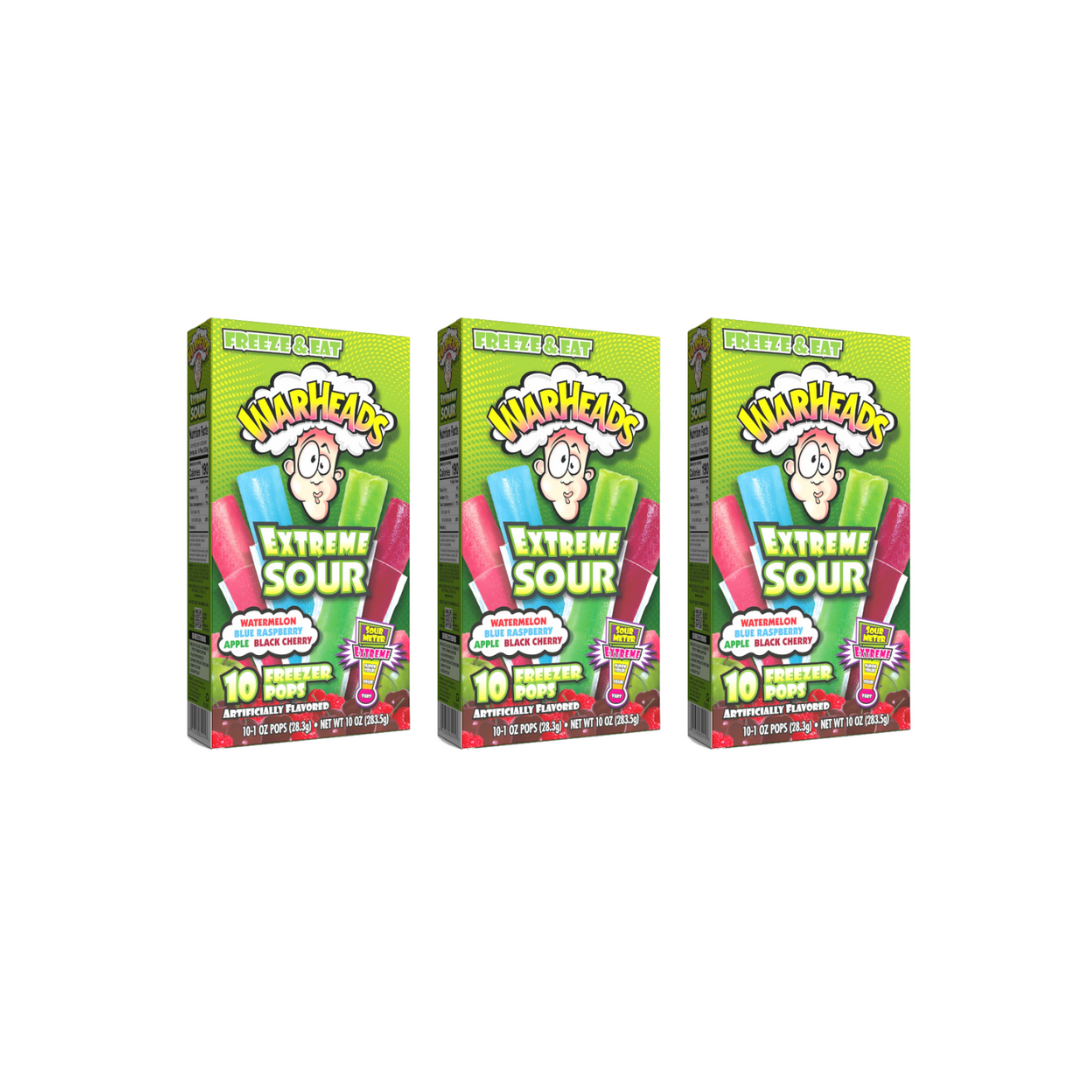 Warheads Extreme Sour Freezer Pops -3 pack (Imported)