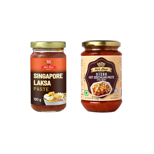 Woh Hup Hot Szechuan Paste, 310g + Woh Hup Singapore Laksa Paste 190g (Combo Pack)