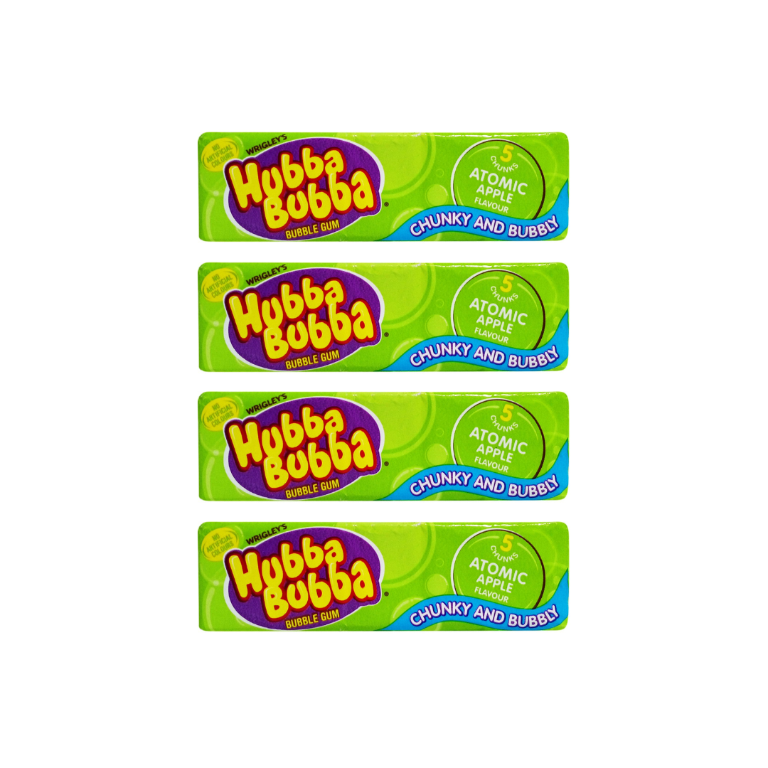 Wrigley's Hubba Bubble Gum Atomic Apple Flavour 5 Chunks 35g (Pack of 4)