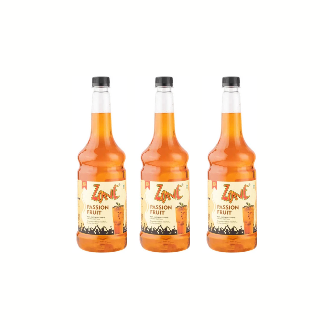 Zone Passion Fruit Flavored Syrup 1050ml (Pack of 3)