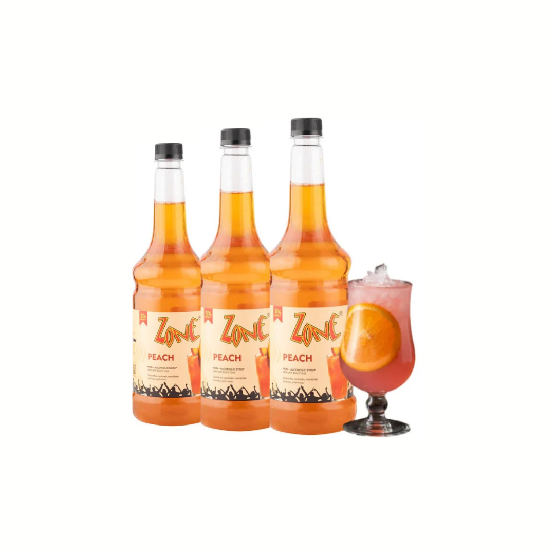 Zone Peach Flavored Syrup 1050ml (Pack of 3) 