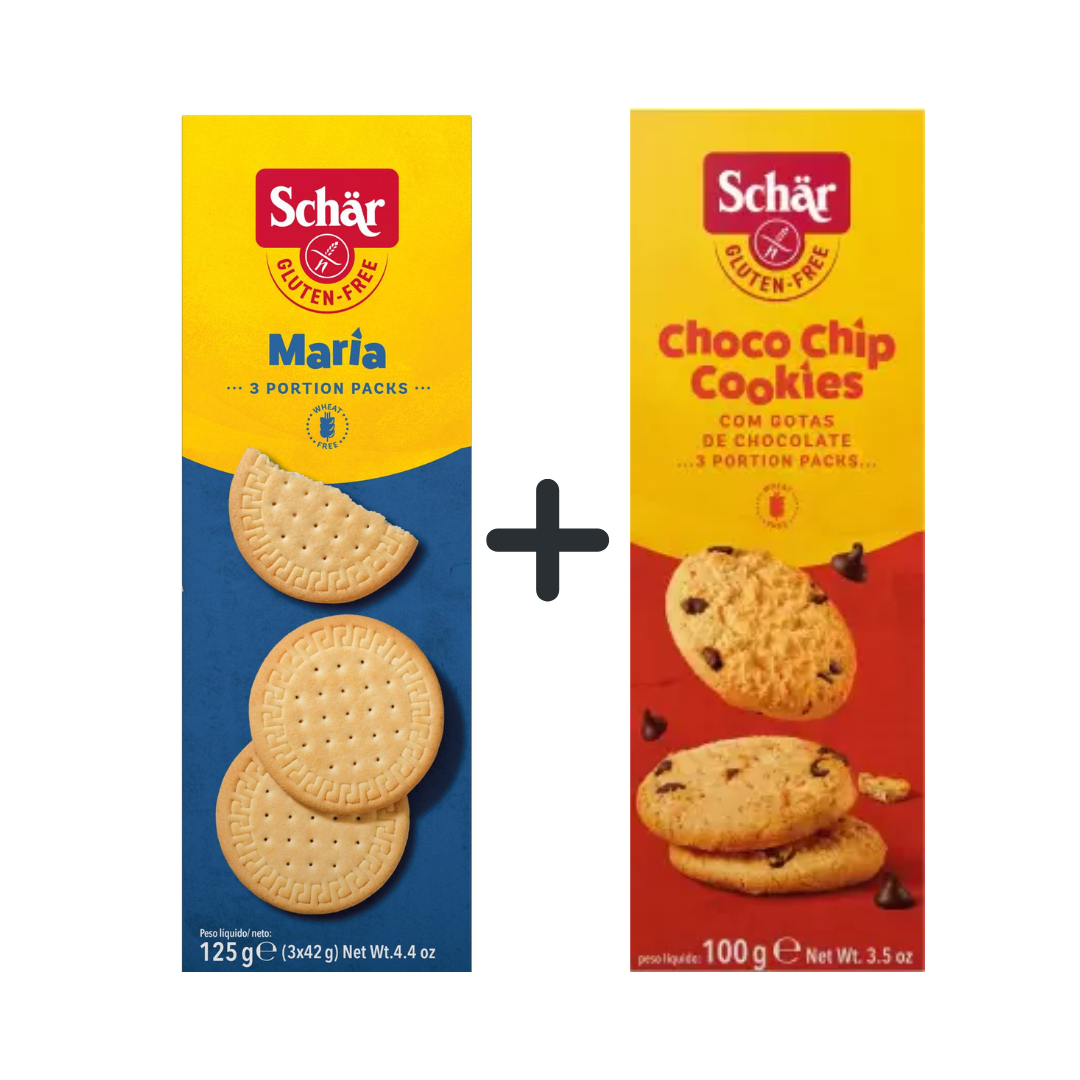 Schar Gluten Free Maria Biscuit 125g + Schar Gluten Free Choco Chip Cookies  100g (Combo Pack)