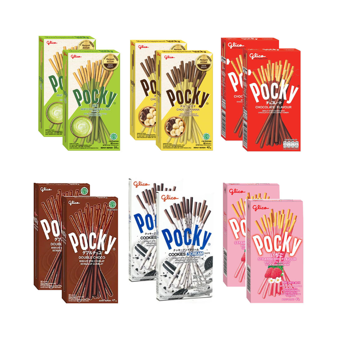 Pocky Biscuit Stick 6 Flavor Variety Pack (Pack of 12) 