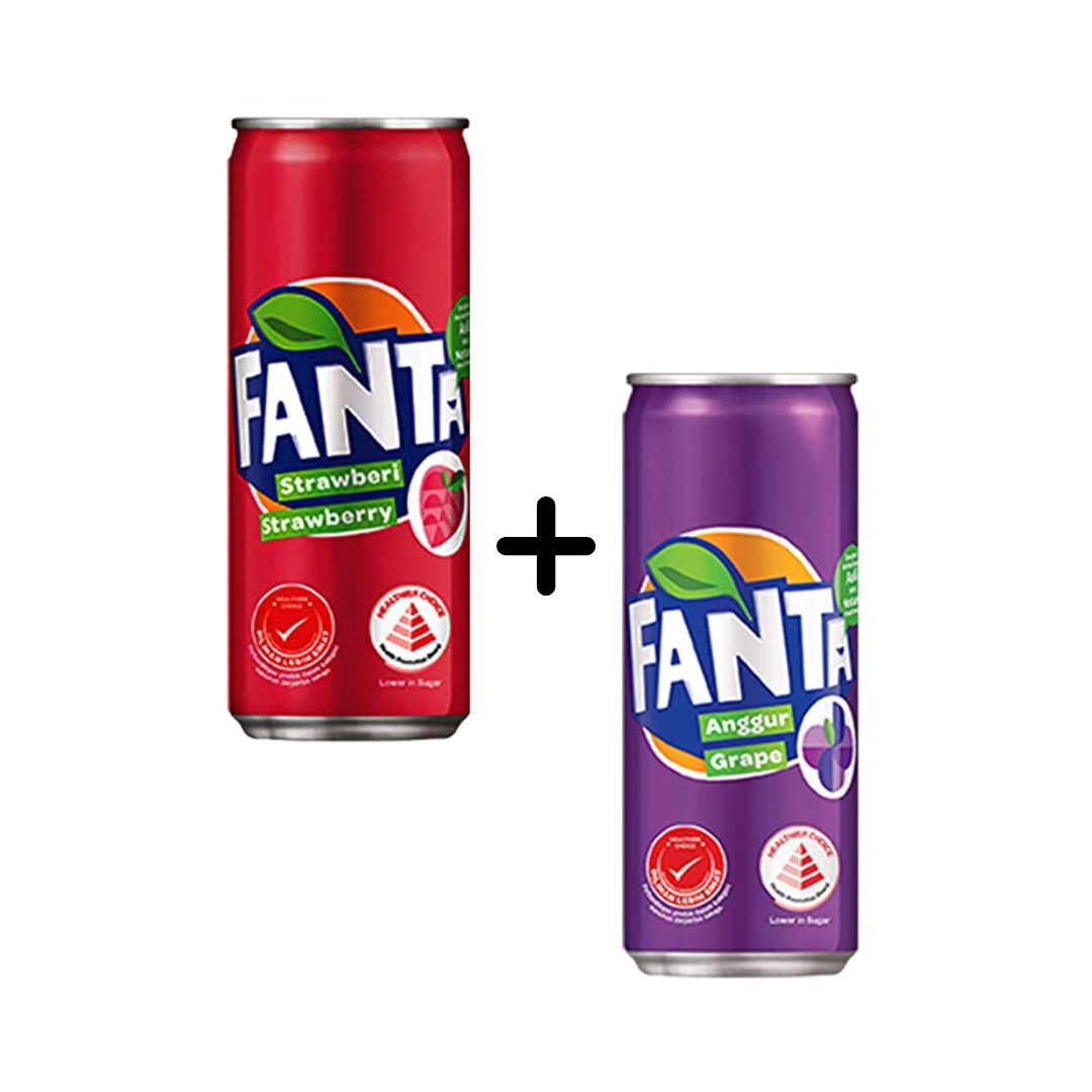 Fanta Strawberry Flavour Cold Drink Can, 320ml + Fanta Grape