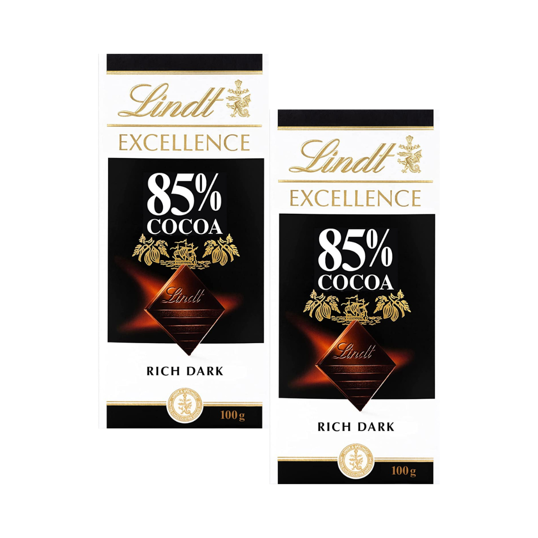 Buy Lindt Excellence 85% Cocoa Dark Chocolate Bar 100g (Pack of 2) 